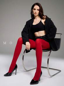 MOIRÉALLURE 1 par de medias básicas de unicolor adecuadas para la vida diaria - Rojo - Ver 5