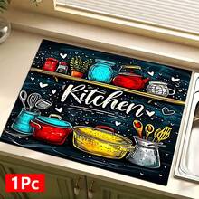 1 buah Alas Pengeringan Piring Penyerap Bermotif Dapur, Alas Penyerap Meja Mesin Espresso, Alas Saluran Pembuangan Wastafel, Alas Penyerap Keran Lembut, Alas Cangkir Wastafel, Aksesoris Dapur & Kamar Mandi - MultiWarna - View 12