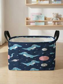 1pc Compartment Storage Box, Laundry Basket, Large Capacity Foldable Cartoon Universe Pattern Printed Foldable Storage Box With Divider, Suitable For Nursery, Bedroom, Baby Clothes, Under Bed, Baby Toys - Multicolor - View 13