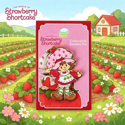 Pin de esmalte con licencia oficial de Strawberry Shortcake, broche de personaje de dibujos animados retro, accesorio lindo y estético para mochila y chaqueta, pin de solapa nostálgico Y2K, regalo de fresa, decoración de mezclilla, coleccionable de aniversario