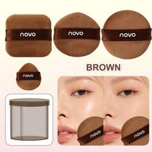 NOVO Set de 4 piezas de borlas de felpa múltiple con caja de almacenamiento, suave y sin defectos, esponja de maquillaje reutilizable sin látex, aplicador para herramientas de maquillaje facial en polvo y líquido - Multicolor - Ver 7