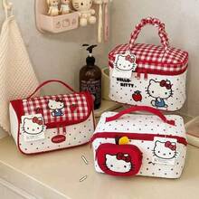 SANRIO 官方授權三麗鷗系列紅蘋果 Hello Kitty 化妝包，可愛刺繡圖案，精湛工藝，大容量收納袋，多款可選 - 查看 2