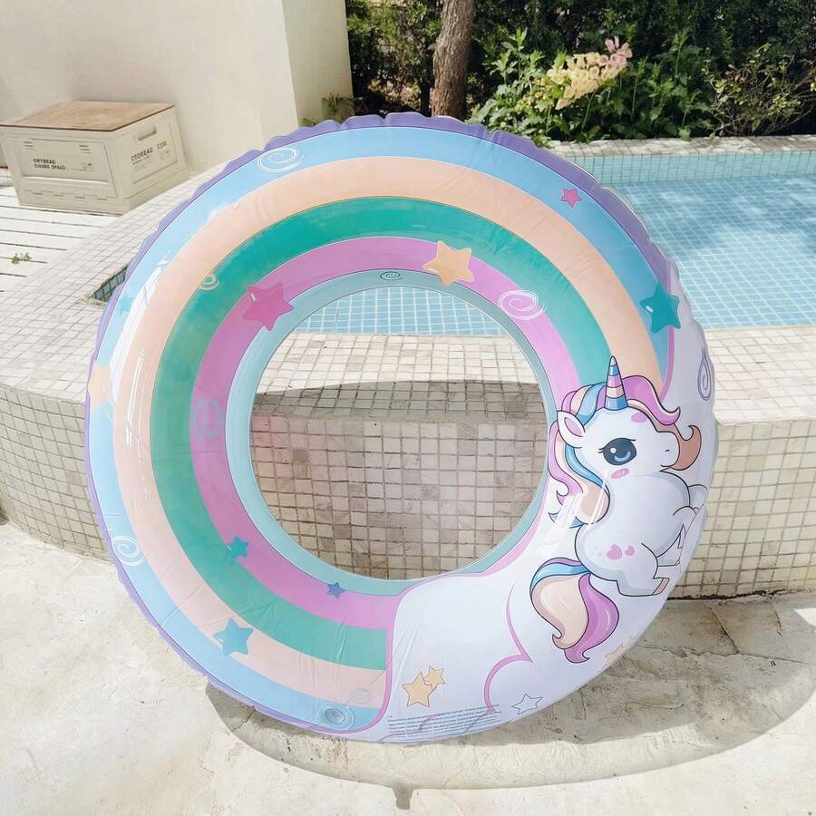 Phao bơi bơm hơi cho trẻ em, phao bơi hình kỳ lân cầu vồng dễ thương, phao bơi PVC bền chắc, đồ chơi dưới nước cho mùa hè ở bãi biển và bể bơi. - Nhiều màu - Xem 1