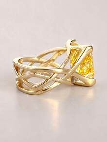 1pc Elegant Cubic Zirconia Ring, Suitable For Women, Ideal For Weddings, Engagements, Valentine's Day, Parties, And As A Gift - 12# - View 4