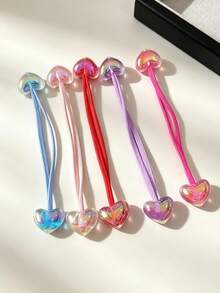 4/5/8 buc./set elastice de păr cu capete duble pentru femei, scrunchies cu inimă/stea iridescente, elastice cu capete duble din perle false în culori macaron, benzi elastice de păr cu elasticitate ridicată, non-distructive, pentru coadă de cal - Multicolor - Vizualizare 8