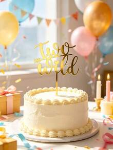 3件套金色亚克力生日派对“Two Wild”气球造型英文字母蛋糕装饰，生日/婚礼派对蛋糕小吃配件，烘焙装饰用品，派对礼物，万圣节，圣诞节活动和派对装饰 - styleB - 查看 6