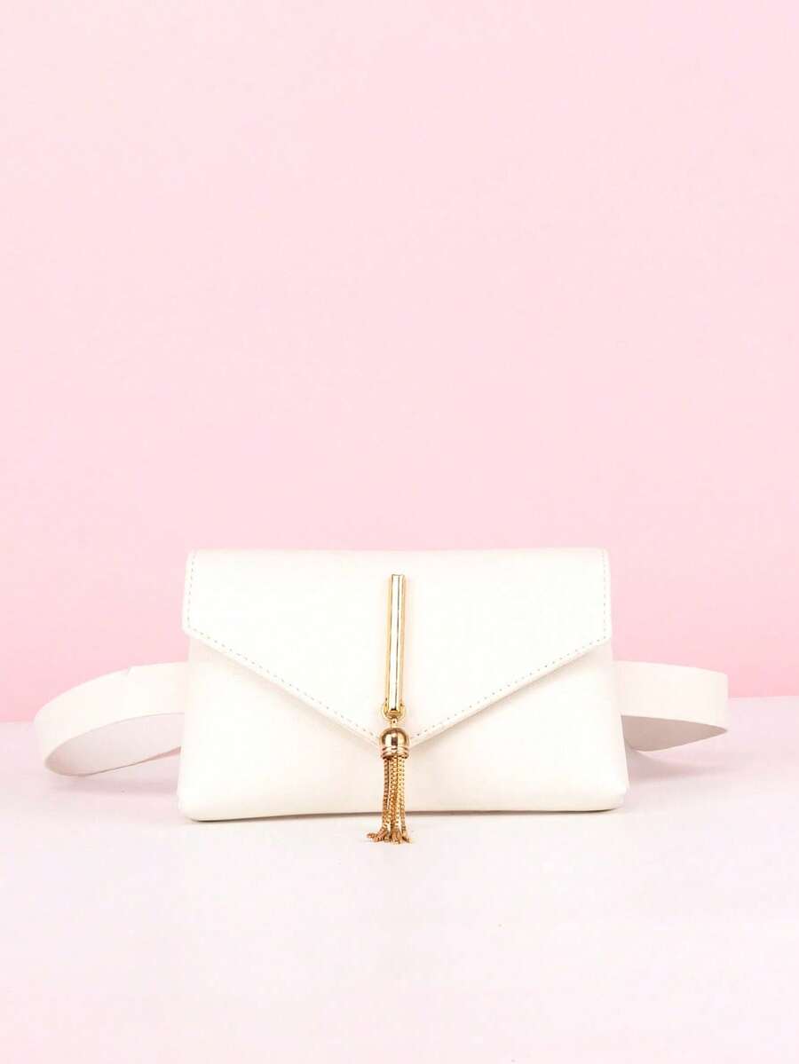 Mini Metal Decor Pendant Waist Bag - White - View 1