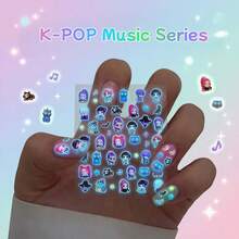 5入組 D Emon Hunters K-Pop 角色 3D 釘貼，DIY 美甲貼紙，女性日常美甲裝飾配件 - 彩色 - 查看 7