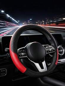 Car Steering Wheel Cover – Bold Color-Block PU Leather With Diamond Stitching, Sporty Two-Tone Design For Men & Women, Breathable Non-Slip Grip, Universal Fit All-Season Protective Steering Wheel,Interior Accessories - A - View 11