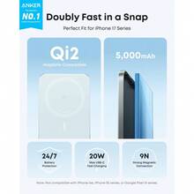 Anker Nano MagSafe Portable Charger, Ultra-Slim 5,000mAh Magnetic Wireless Charging Battery, Qi2 Certified 15W Max MagSafe-Compatible Power Bank, Ergonomic Design, For IPhone 17/16 Series, And More - 綠色 - 查看 2