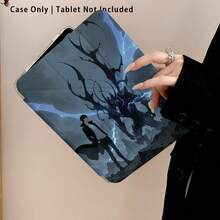 Cartoon Character And Silhouette Pattern Painted Effect Acrylic Crystal Tablet Protective Case, With Stand, Compatible With Honor/Apple/ And Other Popular Tablet Models, Foldable Anti-Bending, Silicone Reinforced Corners, Auto Wake/Sleep Function, Built-In Pen Slot, Multi-Angle Foldable Stand - Multicolor - View 7