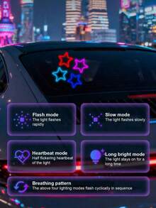 2026 Nueva Luz Ambiental LED para Coche Alimentada por Energía Solar, Adecuada para Accesorios de Coche para Mujeres, Luz de Decoración de Ventana con Estrella de Cinco Puntas de Neón, con Diseño de Detección Automática, 5 Modos de Iluminación, Decoración Romántica del Interior del Coche, Adecuada para Parejas y Conductoras, Regalo Perfecto para Amigas, Día de la Madre y Temporada de Bodas, 3.7V/300mAh - multicolor - Ver 9