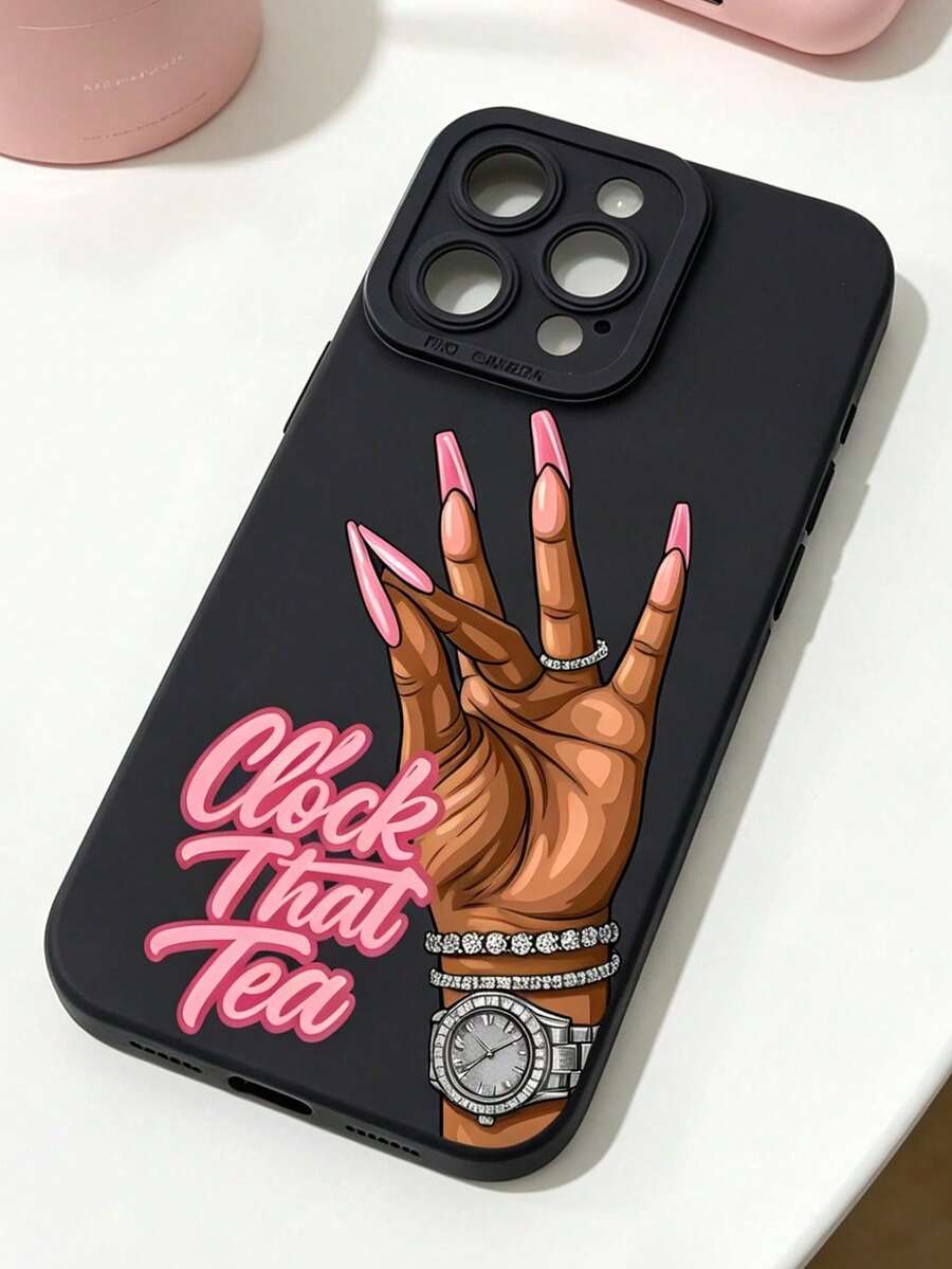 Silicone TPU Phone Case With Slogan, Clock, Tea Leaf Pattern, Full Body Protection Anti-Fall Anti-Shock TPU Soft Rubber Phone Case, Suitable For IPhone 11/12/13/14/15/16/16 Pro Max, And 17/17 Pro/17 Pro Max/Air - Multicolor - View 1