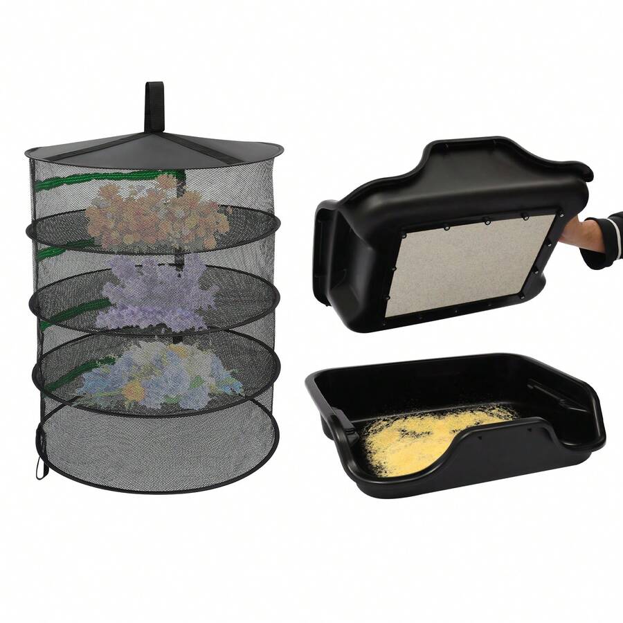 YUNRUX Trimming Tray Set, Drying Sieve Set With 4-Tier Drying Net - 查看 1