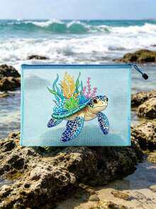 This Stylish, Waterproof Mesh Beach Bag Features An Animal Print And A Spacious, Transparent Design With A Nylon Zipper. Lightweight And Portable, It Can Hold Sunscreen, Snacks, A Bikini Top, And Other Beach Essentials. Perfect For Spring And Summer Travel, It'S Durable And Ideal For Swimming, Beach Activities, Diving, Summer Trips, And Back-To-School Season. - Multicolor - View 1