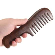 Sandalwood Wide Tooth Comb Curly Hair Portable Coarse Tooth Wooden Comb Hair Massage Tool Coarse - A - View 9