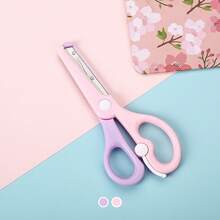 1pc Macaron Color Plastic Scissors, Colorful Artistic Creative Scissors With Spring Design, Smooth Rounded Blades, Anti-Pinch Plastic Training Scissors Suitable For Paper Cutting, Back To School Essential - Plastic Scissors - View 15