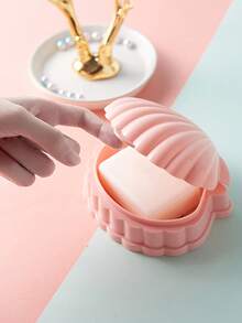 1pc Vintage Shell Soap Dish, Bathroom Creative Soap Holder Rack With Cover, Portable Double-Layer Draining Soap Box - Multicolor - View 8