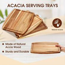 10Pcs Acacia Wood Cutting Boards Bulk For Laser Engraving, Wooden Dinner Plates With Juice Groove, Chopping & Charcuterie Board Trays For Cheese, Meat, Kitchen Serving, Housewarming Party & Christmas Gifts - View 4