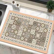 1pc Pattern Printed Absorbent Dish Drying Mat, Home Decor, Suitable For Espresso Machine Surface, Sink, Faucet, Bathroom, Kitchen Accessories - Multicolor - View 6