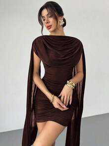 MEXVestido elegante y casual con cinta fluida y delgada, vestido de festival/vestidos elegantes para fiesta/atuendos de Acción de Gracias para mujeres/vestido de Año Nuevo/vestidos de invierno para mujeres/ropa de otoño/vestido de Año Nuevo/vestido de fiesta/falda negra/vestido negroMEX LUHP - Marrón - Ver 6