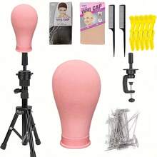 Adjustable Tripod Wig Stand With Table Clamp + Canvas Mannequin Head, Complete Wig Styling And Daily Care Wig Making Set - View 12