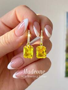 MADEONE 1 Đôi bông tai bạc 925 đính đá Cubic Zirconia, trang sức nữ, kiểu dáng tối giản thời trang, món quà trang sức tinh tế, phù hợp với trang phục hàng ngày và hẹn hò của các cô gái. - Phong cách 6 - Xem 1