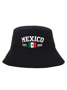 1pc Reversible Mexican Flag Bucket Hat, 2026 Football World Cup Fan Support Style, Double-Sided Sun Protection, Soft, Unisex, Daily Wear - Multicolor - View 3
