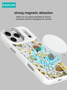 KOOLIFE 可拆卸磁吸植物圖案手機殼,金色箔壓紋 3D 植物圖案,PC+TPU 防震保護殼,適用於 Apple 17/17 Pro/17 Pro Max - 金葉線描花 - 查看 7