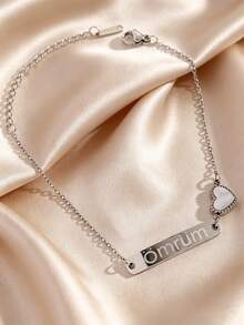 1 Pc Fashionable New Love Letter All-Match Bracelet Western Charms Vintage Stainlees Steel Jewelry Women Summer Accessories Beach Jewlerly - Silver - View 3