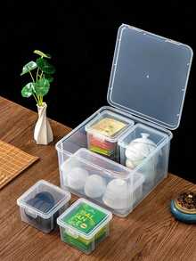 1/2pcs Transparent Plastic Tea Box With Lid, Tea Set Storage Box, Kung Fu Tea Cup Tea Bag Sorting Storage Box, Dust-Proof And Moisture-Proof Desktop Organizer, Stackable Compartment Storage Box For Tea Utensils And Tea Bags, Multiple Sizes Available - Multicolor - View 1