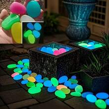 3pcs 4.5cm Super Large Glow In The Dark Pebble Stones, Waterproof Durable Luminous Decorative Rocks For Outdoor Pathway, Indoor Aquarium, Landscape, Party, Holiday Decor - Multicolor - View 3