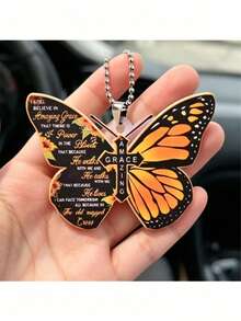 1pc/Set Butterfly Cross Car Interior Decor Hanging Ornament Keychain Accessory - Multicolor - View 5
