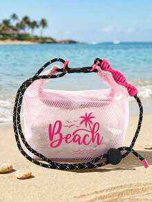 Borsa da spiaggia con stampa di lettere - Borsa portatile per costumi da bagno con separazione asciutto/umido per donne, borsa sportiva impermeabile di grande capacità, adatta per nuoto, bagno, fitness e viaggi; borsa da spiaggia, essenziale per spiaggia e viaggi in crociera, accessorio indispensabile per le vacanze, essenziale per il ritorno a scuola - Multicolore - Visualizzare 4
