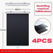 1pc Portable Blackout Roller Blind With Suction Cups, Sun Shading, Heat Insulation, Privacy Protection, No Installation Required, Essential For Home, Travel, Suitable For Home, Bedroom, Office, Bathroom, Car Sun Visor - Silver - View 14