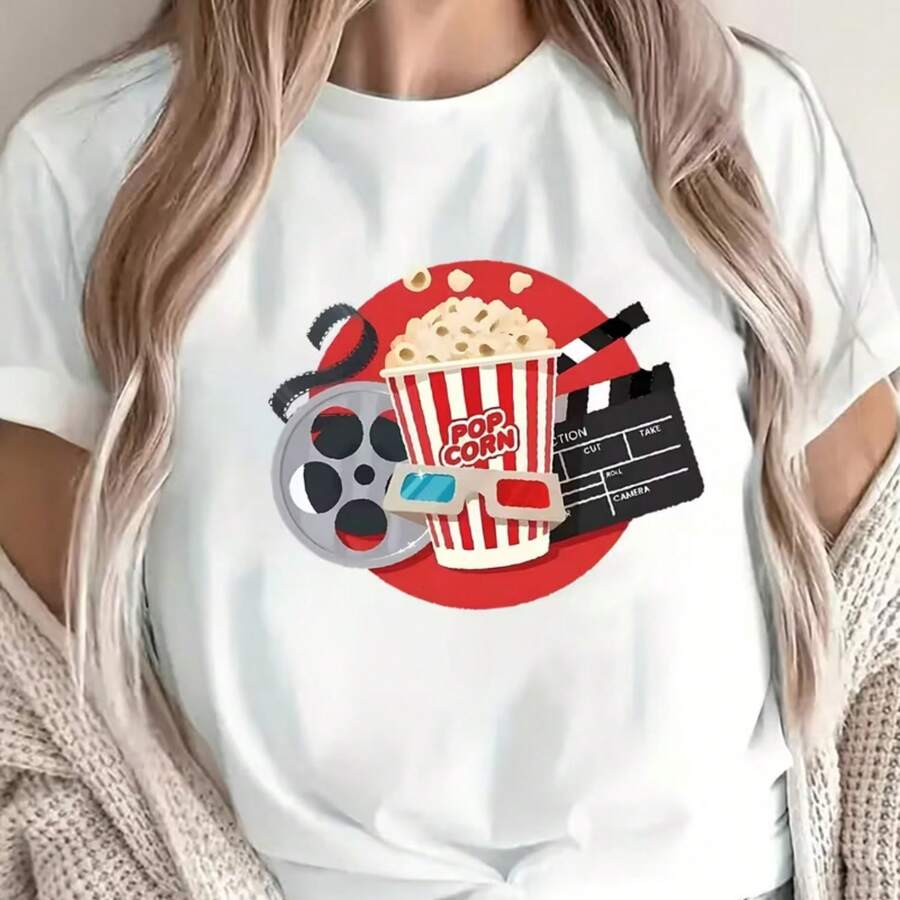 Printed T-Shirt For Men And Women - 白色 - 查看 1