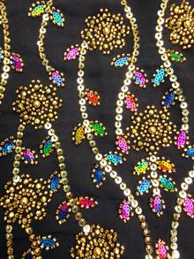 Đầm dạ hội thanh lịch bằng chiffon dáng ôm, cổ chữ V, tay bồng, thắt eo của SUPGIR dành cho nữ. - Vàng - Xem 6
