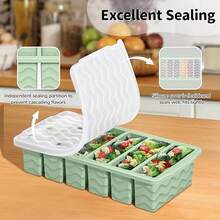 带盖硅胶冰格 - 硅胶冷冻食品模具 - 大号冰格，硅胶冷冻储存容器，适用于冷冻和储存汤、酱汁、肉汤、剩菜 - 可制作 4 块完美的 1 杯冰块 - 多 - 查看 5