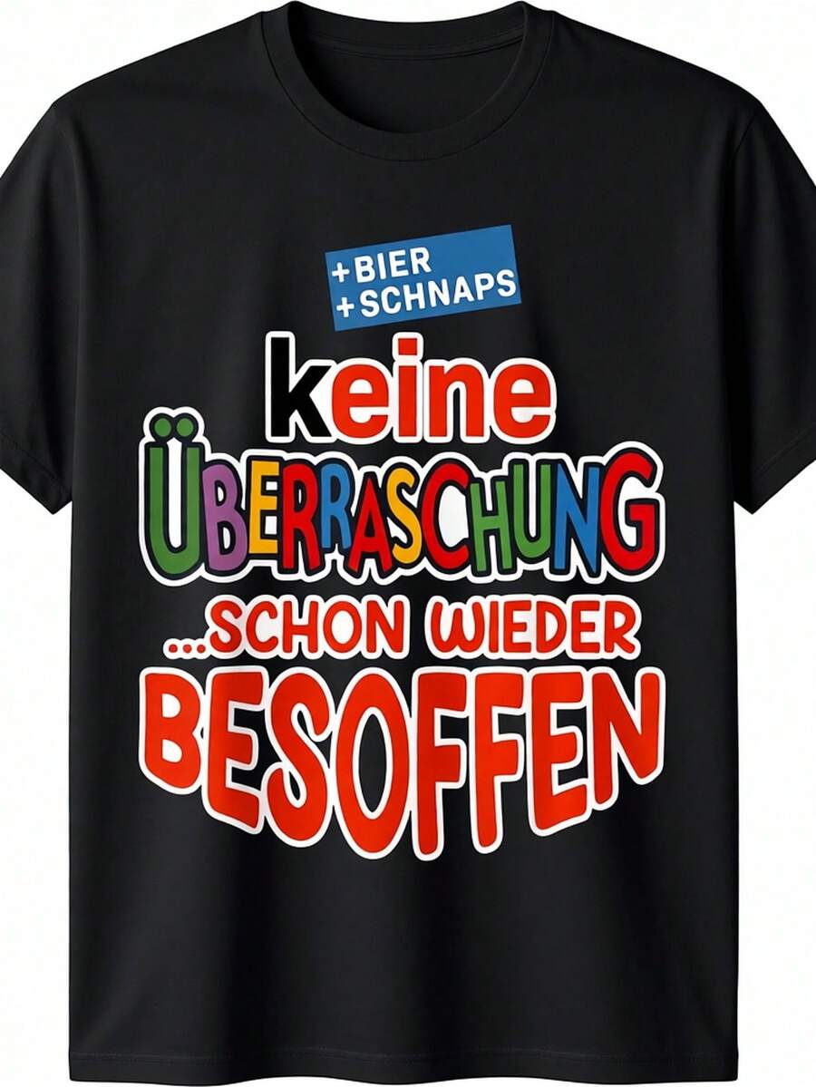 No Surprise, Drunk Again Drinking Beer T-Shirt | Black, Crew Neck, Regular Fit, Casual Style, Suitable For All Seasons, Slightly Stretchy Fabric, Available In Plus Sizes, Loose And Comfortable - Black - View 1