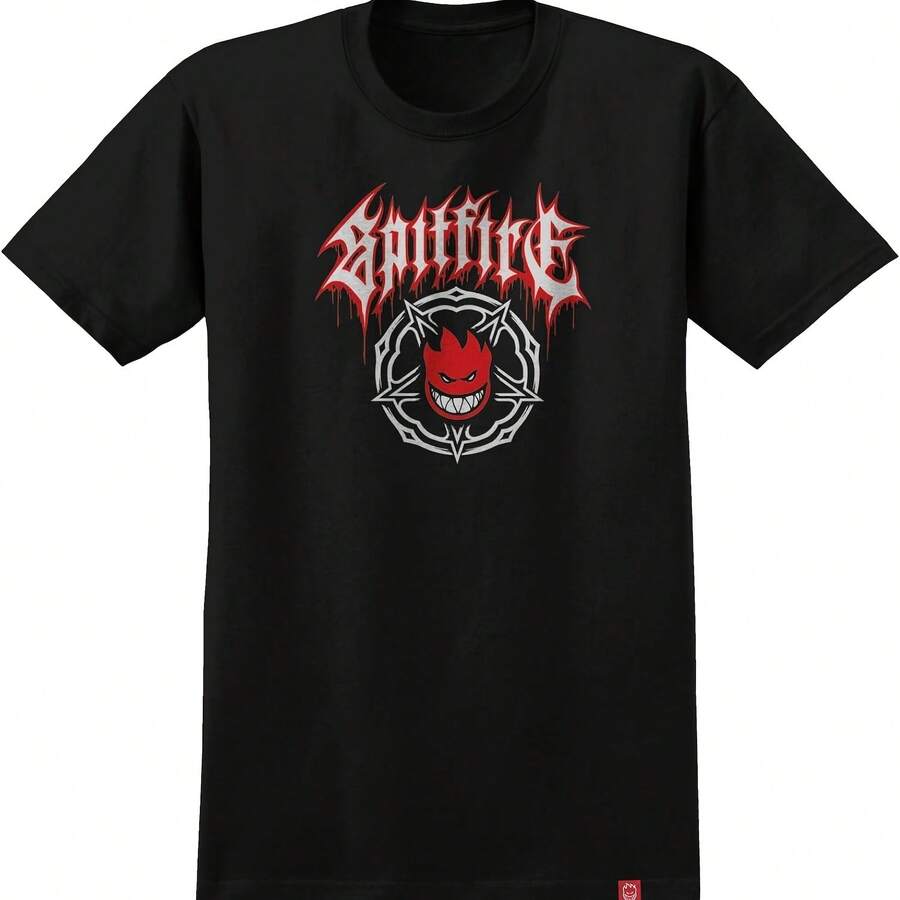 Spitfire Wheels Shirt Pentagram Drip Black_Red_White - 黑色 - 查看 1