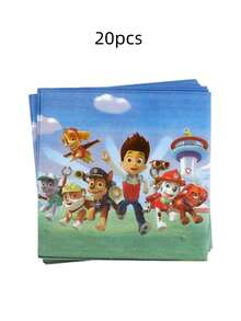 1/10/20pcs/Set Paw Patrol Cartoon Birthday Party Decoration Supplies Paper Plate Flag Pulling Tableware Festival Event Decoration Set - Multicolor - View 15