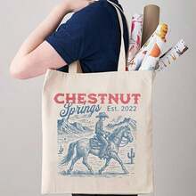 Free Shipping, Local Delivery In Mexico. Delivery In 4 Days. 1 Piece. Chestnut. Fonts. Book Series. Printed Canvas Shoulder Bag. Suitable For Travel And Daily Use. Reusable Shopping Bag For Women, Best Gift, Fashionable. Foldable Shoulder Bag. Western Denim. Elsie Silver Denim Romance - 玫瑰金 - 查看 1