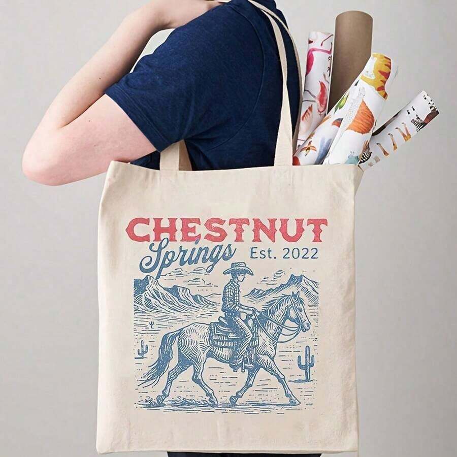 Free Shipping, Local Delivery In Mexico. Delivery In 4 Days. 1 Piece. Chestnut. Fonts. Book Series. Printed Canvas Shoulder Bag. Suitable For Travel And Daily Use. Reusable Shopping Bag For Women, Best Gift, Fashionable. Foldable Shoulder Bag. Western Denim. Elsie Silver Denim Romance - 玫瑰金 - 查看 1