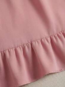 fsvsSHEIN  Vestido casual de línea A de manga corta, cuello cuadrado y escote de perlas para mujer, unicolor elegante, adecuado para invitados, banquetes, cumpleaños, fiestas, verano/otoño, marrónsdvs C8HF - Rosa - Ver 6
