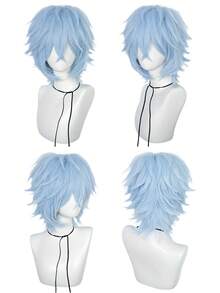 Wig Unisex Medium-Short 12 Inci, Terbuat dari Serat Sintetis Tahan Panas, Cocok untuk Cosplay, Pemakaian Sehari-hari, Foto Pesta, Tersedia dalam Berbagai Warna - MultiWarna - View 6