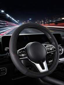 Car Steering Wheel Cover – Bold Color-Block PU Leather With Diamond Stitching, Sporty Two-Tone Design For Men & Women, Breathable Non-Slip Grip, Universal Fit All-Season Protective Steering Wheel,Interior Accessories - A - View 18