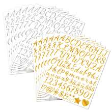 2 Sheets, German Cursive 1 Inch Letter & Number Stickers, Gold & Silver, Suitable For Scrapbooking, DIY Name Labels, Back To School - Multicolor - View 6