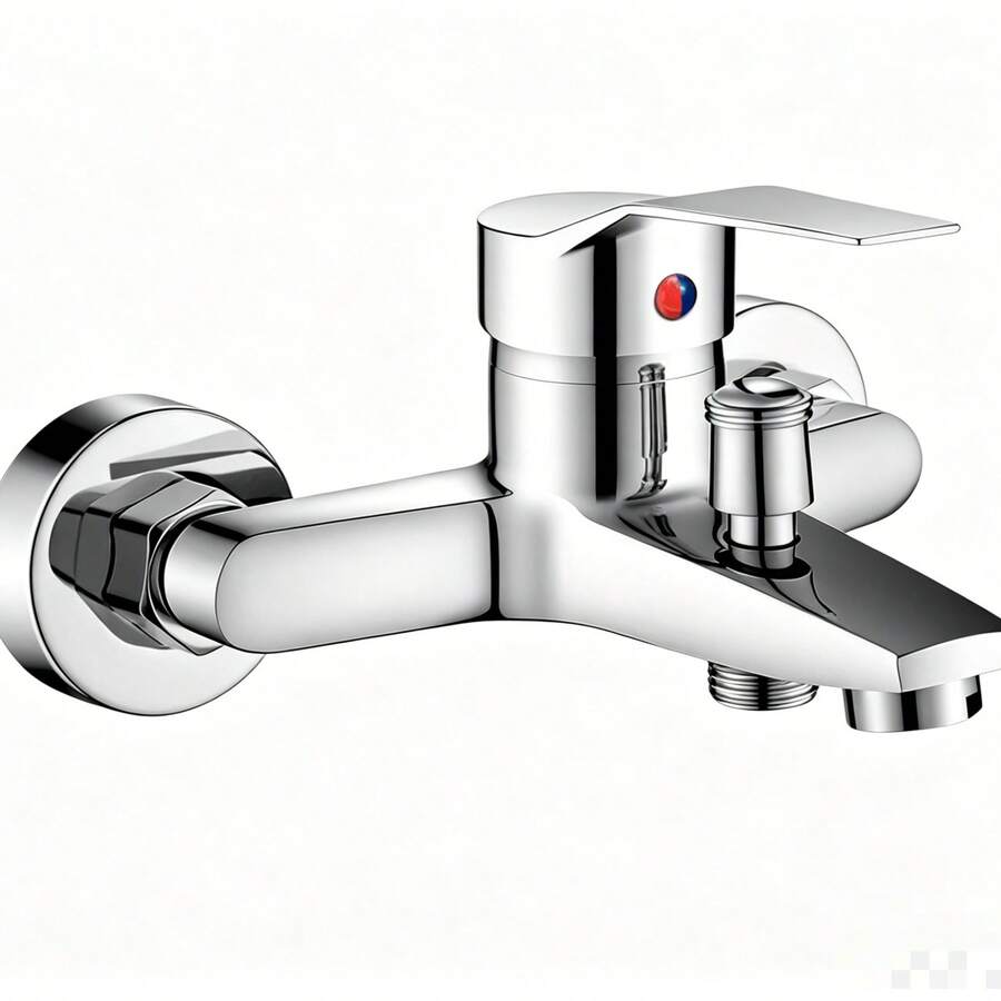 Grifo de baño de pared de aleación de zinc con doble salida y una sola manija para agua caliente y fría, color negro - grifo de bañera - Ver 1