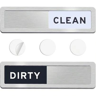 Dishwasher Magnet Clean Dirty Sign - Reversible Strong Magnet & Non-Scratch Clean Dirty Magnet Dishwasher, Easy To Read Dishwasher Sign With Optional Adhesive, Kitchen Decor Home Essentials