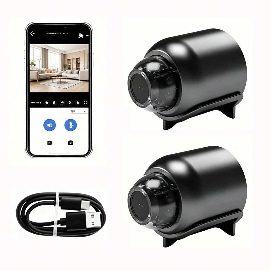 IAGREEA 1/2 Packs USB Powered Camera, Hidden Security & Pet Monitor With Night Vision, Motion Detection, App Remote Access, Cloud/TF Card Storage (Card Not Included),For Indoor Security, Elderly Care, Package Theft Prevention, Room Monitoring - Black - View 1